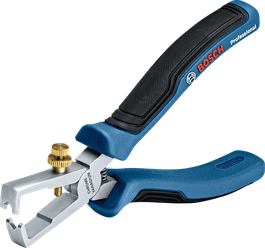 Klešče za odstranjevanje izolacije Bosch z ergonomskim mehkim ročajem.